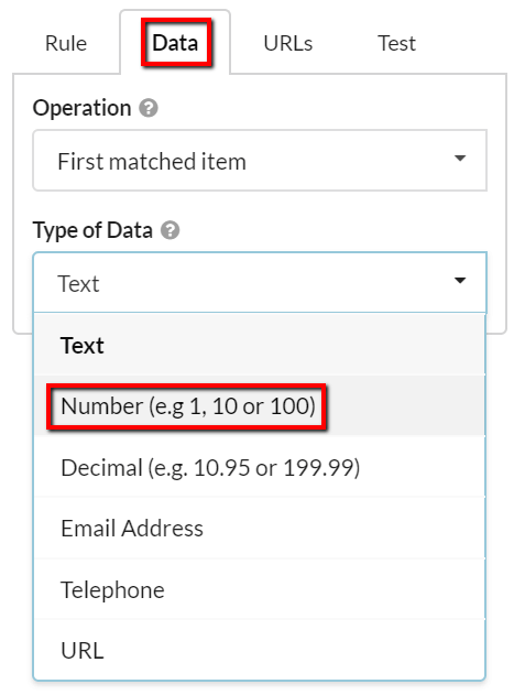 Switch data type to number
