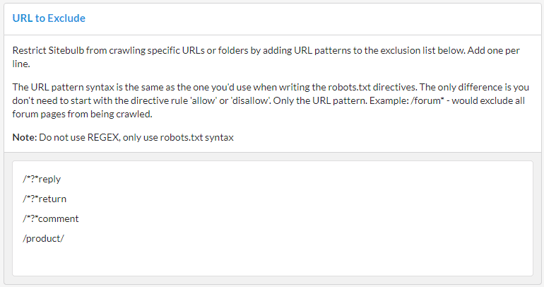 URL to Exclude